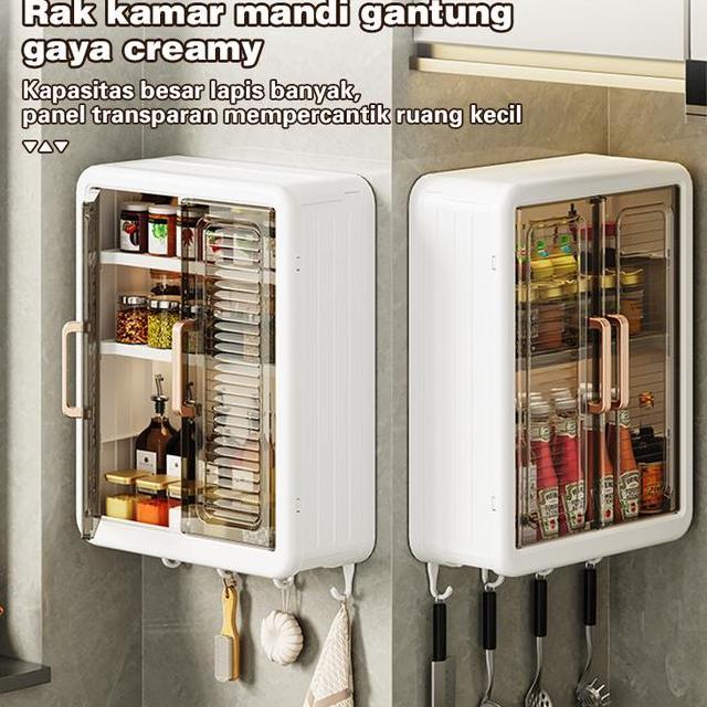 Etife Rak Kamar Mandi Rak Dinding Tempel Tertutup Rak Gantung Dinding  Rak Dinding Kamar Mandi Plast