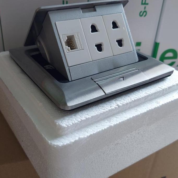 Stop Kontak lantai isi 2 Power + Data Schneider