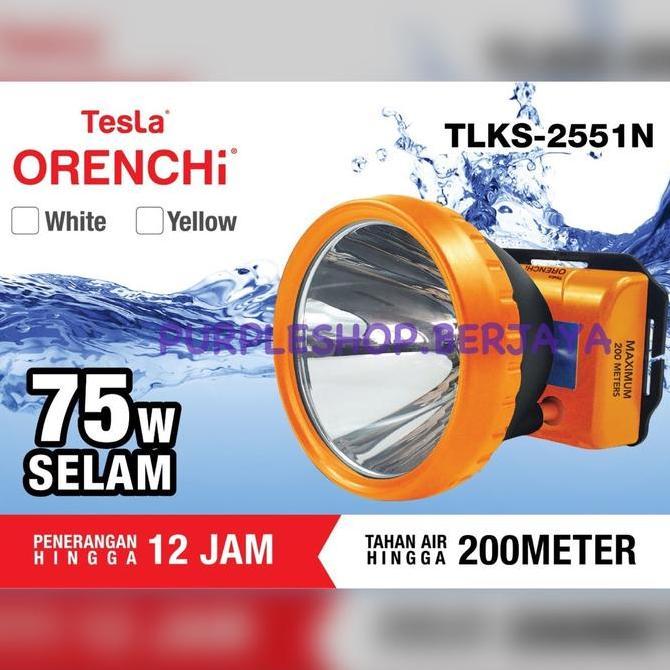 TERBARU - KEMASAN BARU ORIGINAL Tesla Senter Kepala Cas 75WATT menyelam tahan hingga 200meter Tesla 