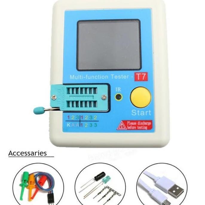 Transistor Tester T7 Dioda Triode Kapasitansi Meter LCR ESR Meter NPN