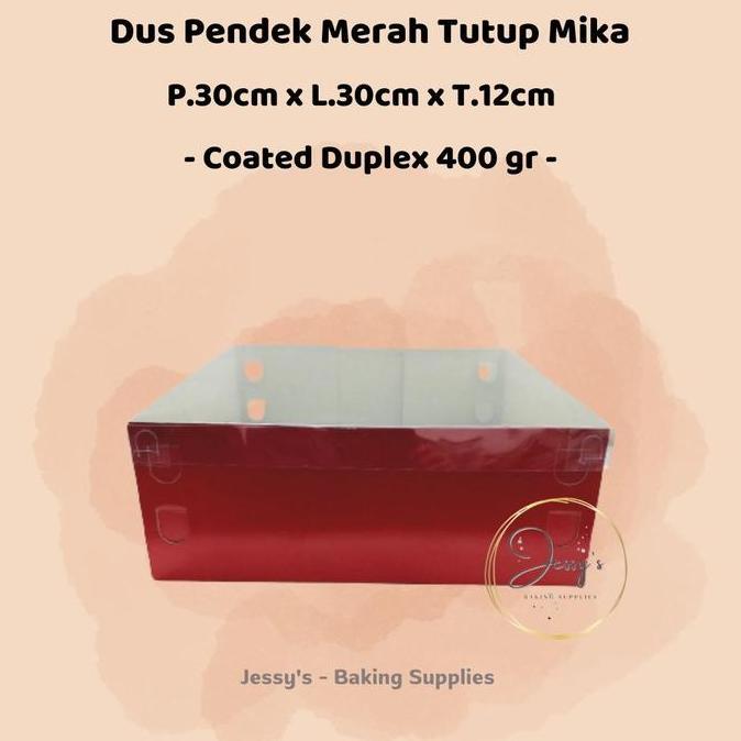 Dus Box Kotak Kue Cake Merah Tinggi Mika 30 x 30 x 12 (Merah)