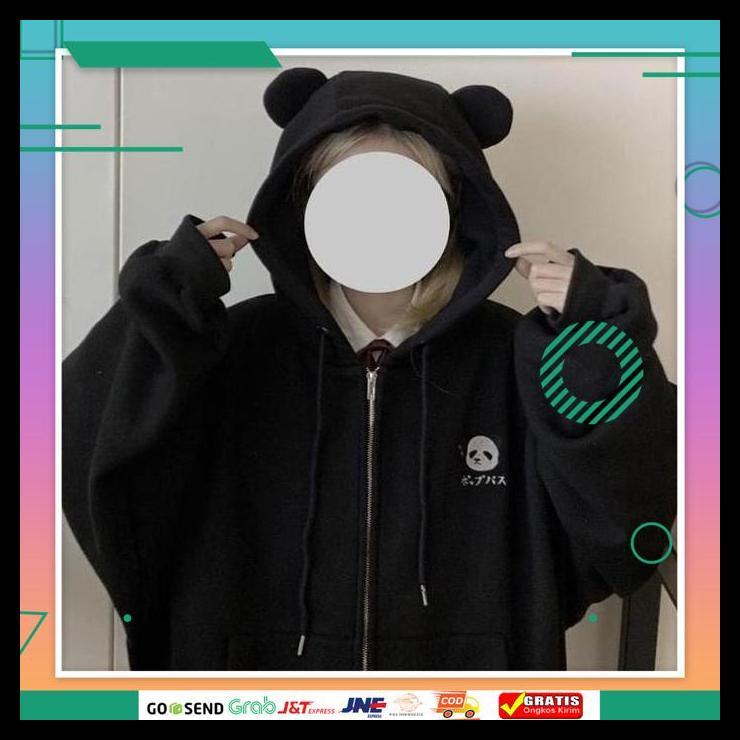PROMO CUTE PANDA BEAR SWEATER HOODIE - SWEATER HOODIE OVERSIZE WANITA KUPLUK KEKINIAN BAJU BANDUNG T