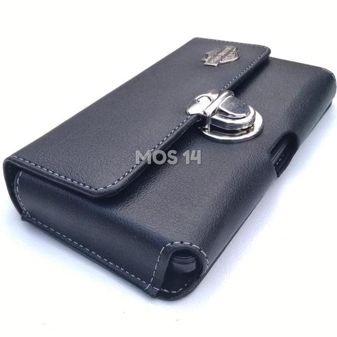 DV154 - DOMPET HP TAS PINGGANG HORIZONTAL 1 SLOT 5,5 INCI KULIT SINTETIS Pria Hitam