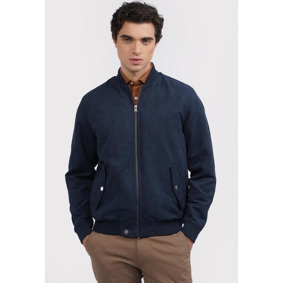 Wood Cut Sewn Bomber Suede Jaet 2Jkxlxc125B031 Navy