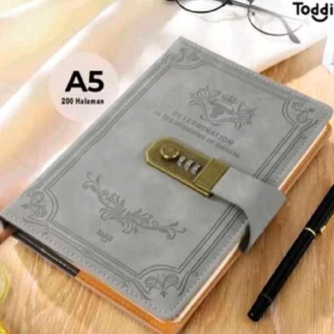 Buku Diary Harian Pin Password Kode Kunci Sandi Notebook Notes Book Kertas Kulit Catatan Agenda Kerj