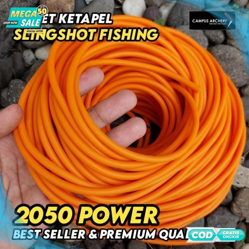 Cuci Gudang Karet Ketapel Ikan 5mm 2050 Permeter Best Quality - Orange - 2025 COD Termurah Terlaris 