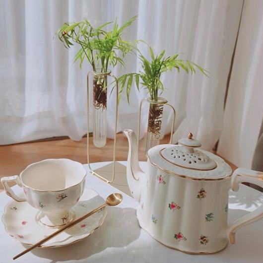 Lourdes Tea Pot Set / Teko Cangkir Teh Keramik Eropa Cantik Aesthetic [terbaik]