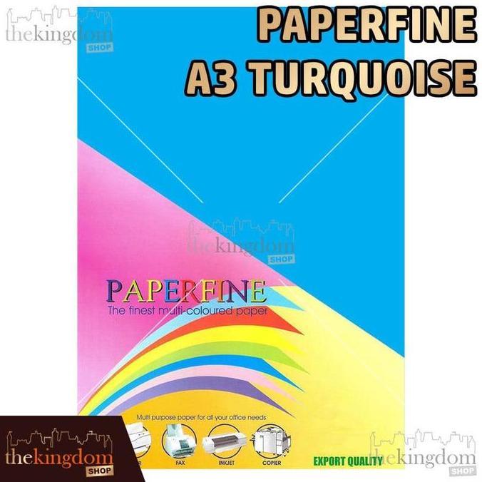 SAMRUAY Paperfine Kertas HVS Warna A3 Turquoise Biru Tua Isi 100 Lembar Kode Warna 220