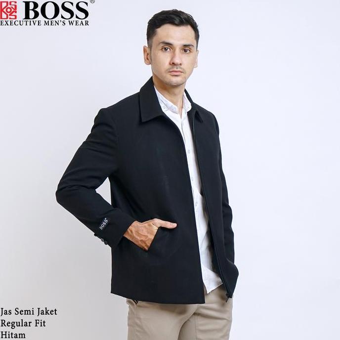 BOSS Jas Semi Jaket Formal Regular Fit Hitam