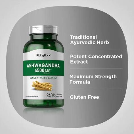 Piping Rock Ashwagandha Besar 4500 Mg 240 Capsules Stress Relief Cemas Original