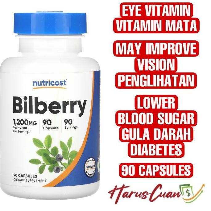 Nutricost Bilberry 1200 Mg 90 Capsules Eye Vitamin Mata Vision Original