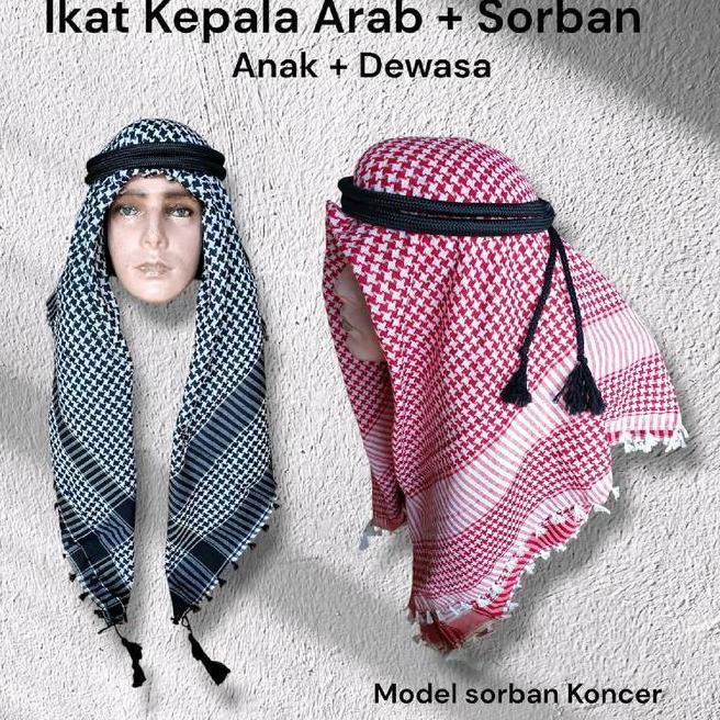 Sorban Al Ikat Kepala Arab Koncer Untuk Anak Sampai Dewasa Hitam Putih Navy Variasi Jilbab Nyaman N 