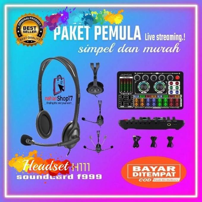 Special Promo Paket Lengkap Live Streaming Pemula Soundcard F999 Dengan Headset H111 / Paket Komplit