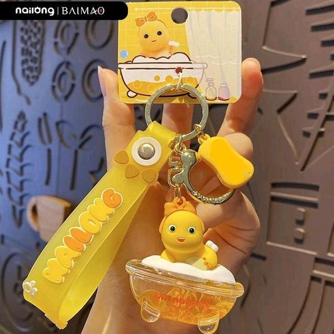 Gantungan kunci nailong dino kuning naga susu dino kuning nailong keychain gantungan kunci lucu