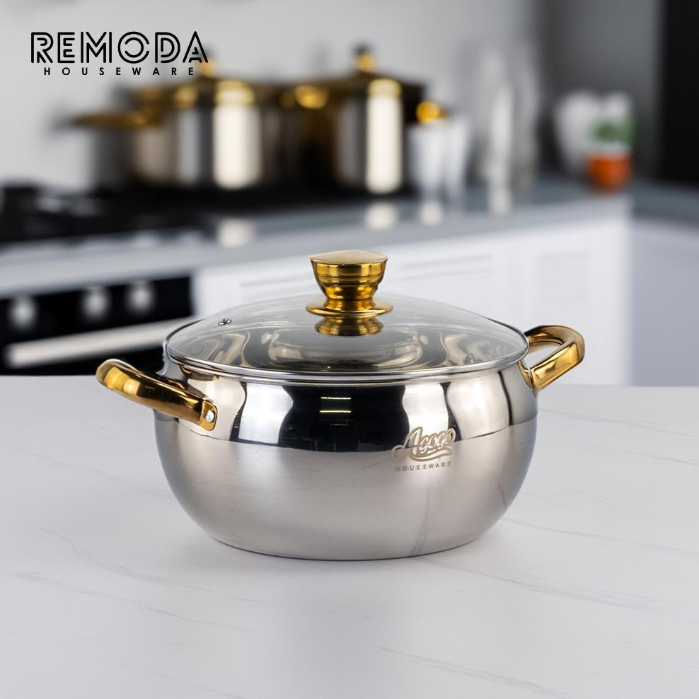 Agogo Soup Pot Silver & Gold 20-24Cm Stainless Steel