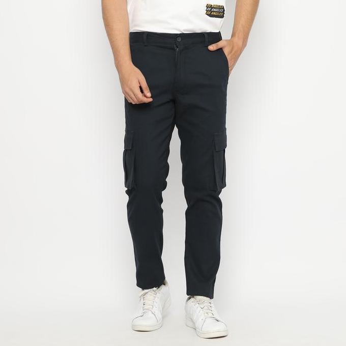 Code Male - Barnet Cargo Pants / Celana Cargo Panjang Pria stretch Blue Black
