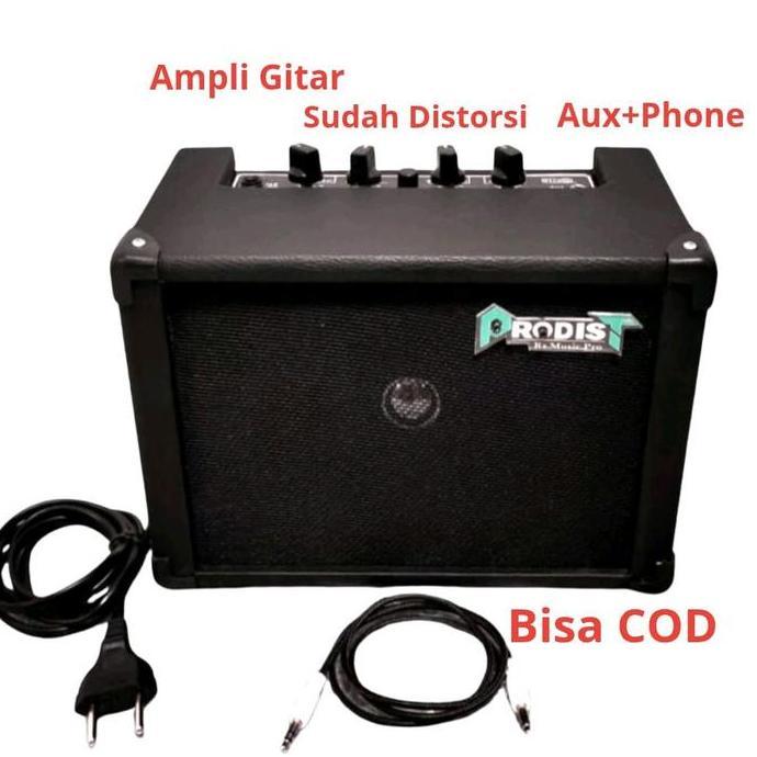 Ampli Gitar Listrik -Amplifier Gitar Mini 4 Inch Distorsi+Aux+Headphone
