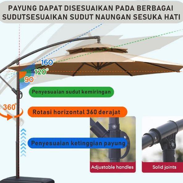 3M Payung Taman Tenda Lipat Payung Ruangan Cafe Payung Teduh Matahari Pelindung Bulat Dengan Dasar