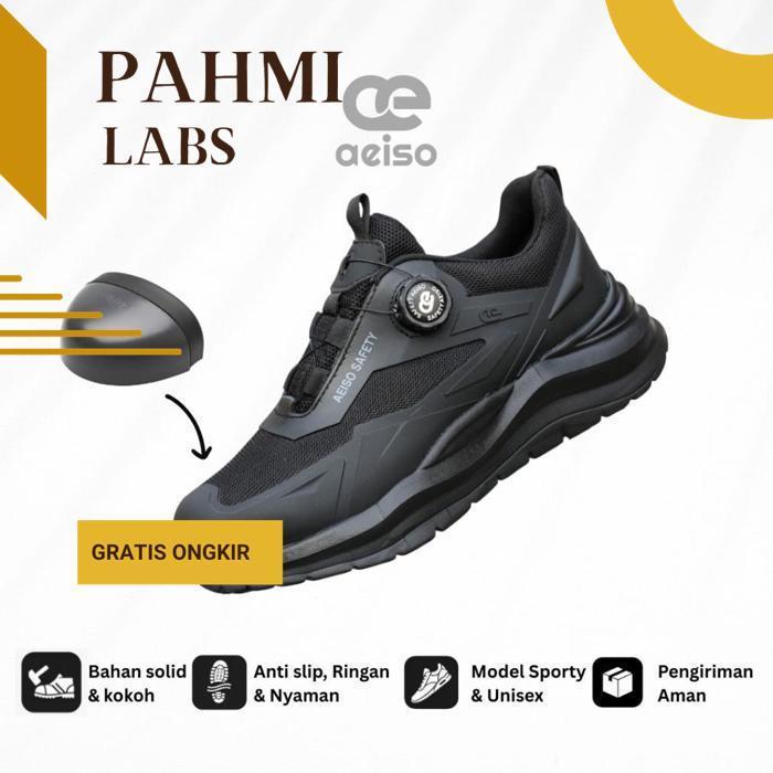ZAI-2530 Aeiso - Sepatu Safety  Sport Casual Hitam Pria Viral