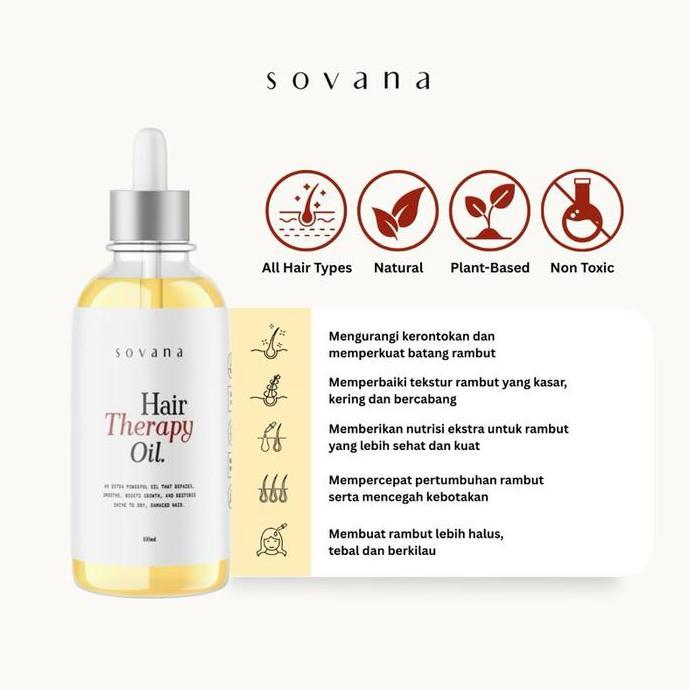 Kyusellershops - Sovana Hair Therapy Oil - Minyak Rambut Perawatan Rambut Rusak & Kering