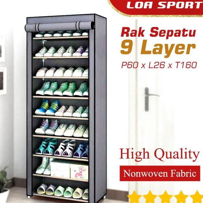 Rak Sepatu Lemari Susun Rakit Rangka Pipa Besi 10 Tingkat