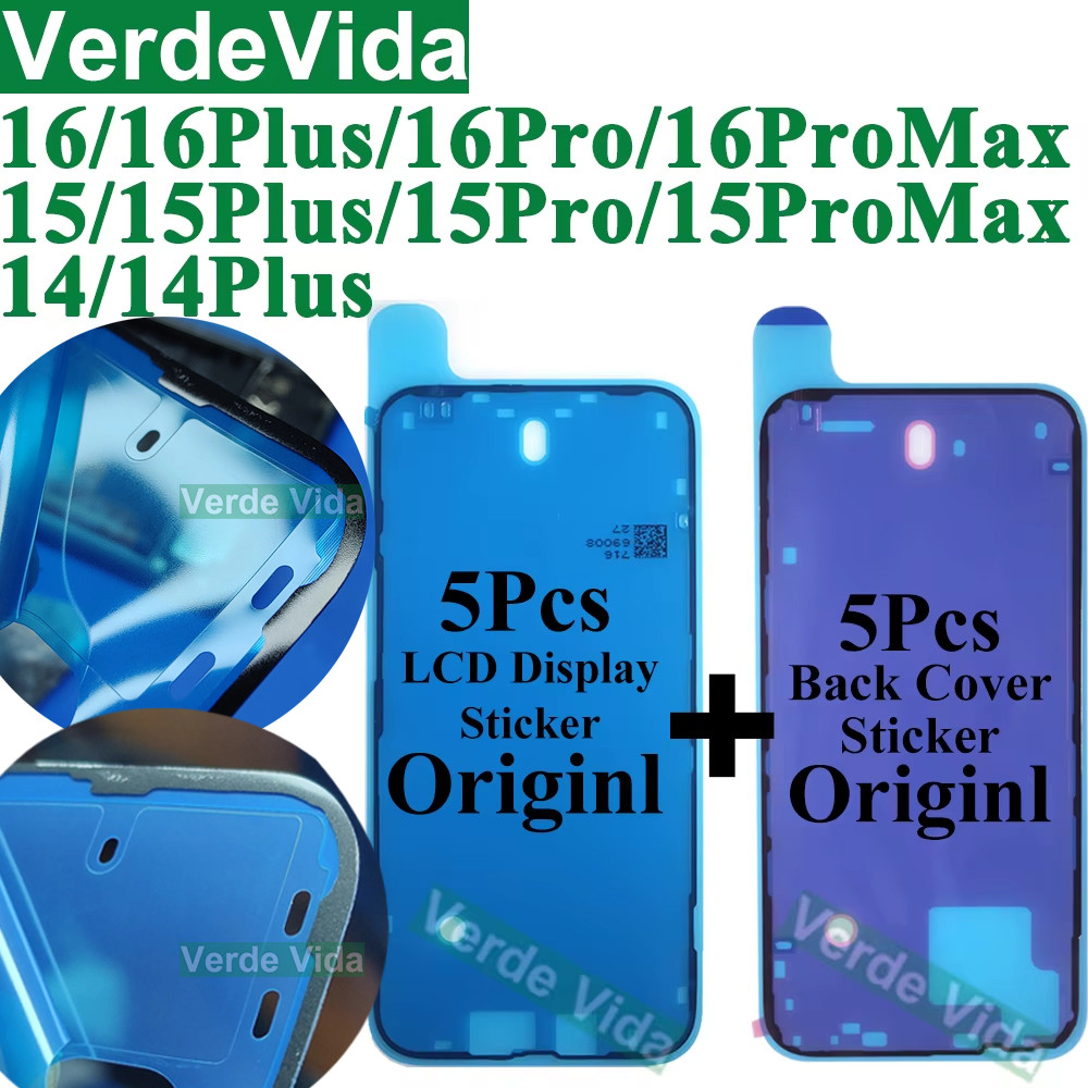 10 pcs Penutup Belakang Stiker Segel Tahan Air untuk iPhone 15 Pro Max 16 14 Plus Bingkai Belakang B