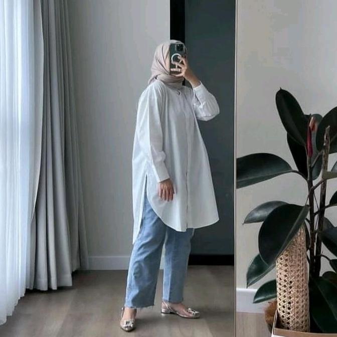 Long Tunik Cotton Linen/Tunik Linen Standar-Jumbo