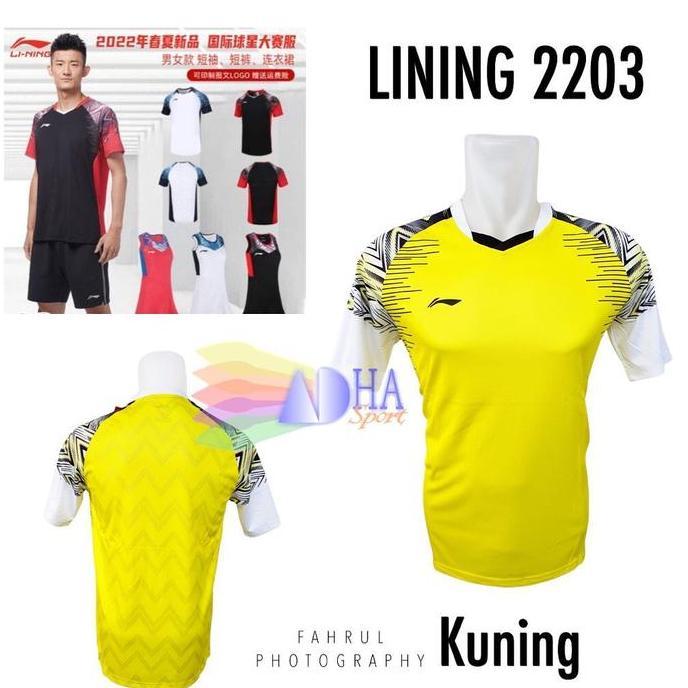 TERMURAH - Kaos Badminton Lining 2203 / L2203 Kuning ADHA SPORT