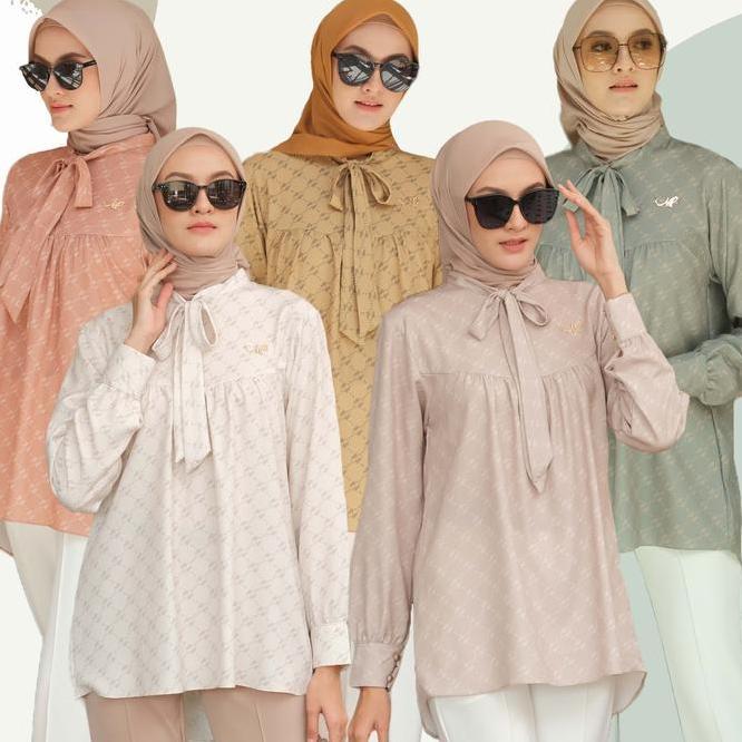 Mylady Hijab Tabina Top 1 Baju Muslim Wanita Basic Cantik Kerah Lilac Motif Nyaman Panjang Atasan
