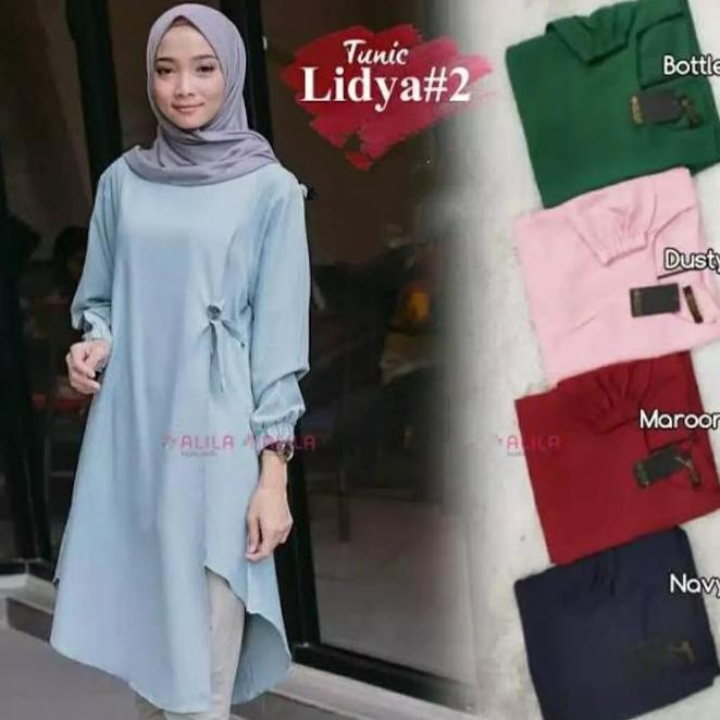 Lidya Tunik Hijab Muslim Atasan Wanita Kekinian Muslimah Fashion Wanita Baju Wanita Lembut Tebal Pan