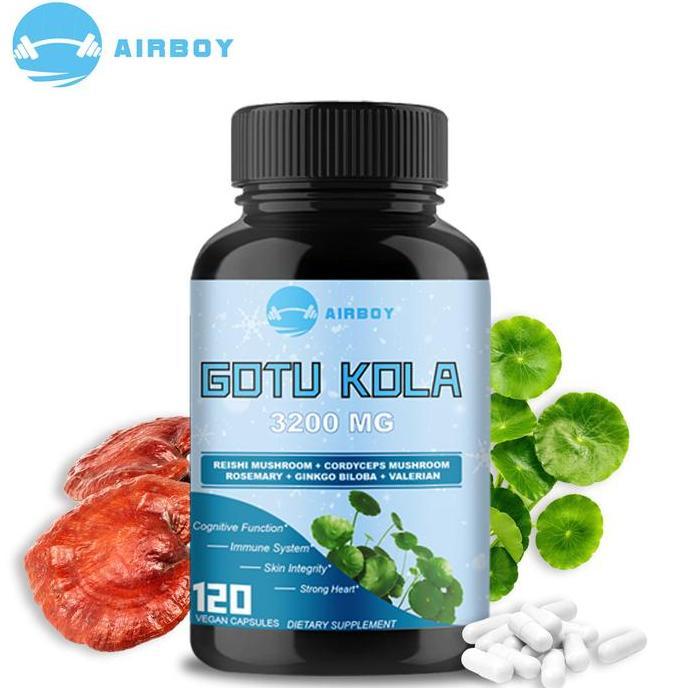 Airboy - Kapsul Ekstrak Centella Asiatica Organik Dengan Jamur Reishi, Cordyceps Sinensis, Rosemary,