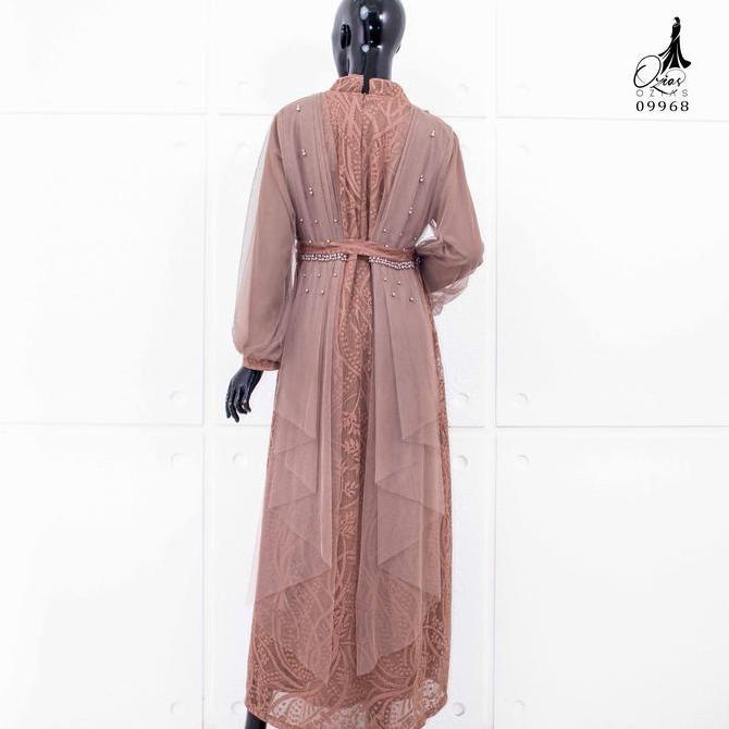 Gamis Ozias Brokat Premium 09968 Ld 105 I Gamis Tangan Balon I Gamis Kondangan Muslim Nyaman