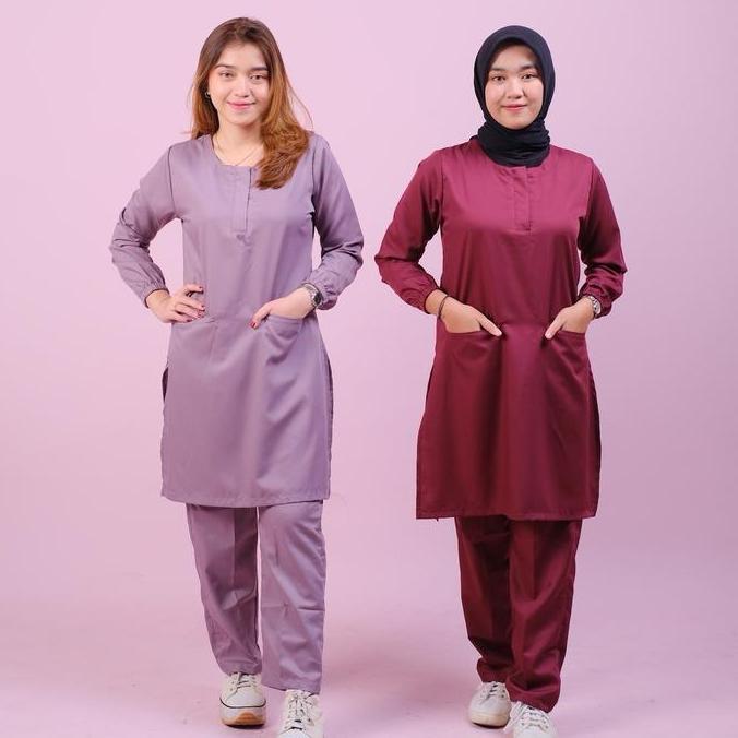 Baju Oka Tunik Celana Toyobo Full Set Lengan Panjang Karet