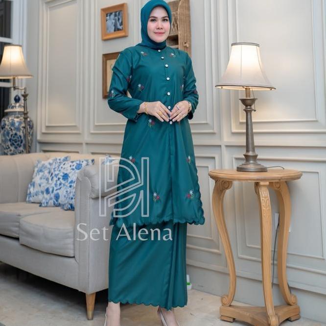Set Aleena Kurung Melayu Bordir Setelan Melayu Malaysia Bordir Bunga Setelan Rok Kurung Melayu Sulam