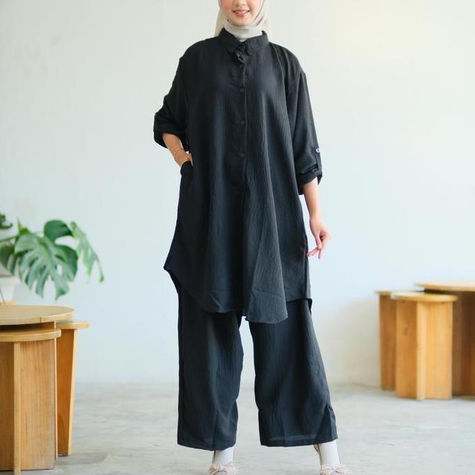 Akcel Setelan Tekstur Ld 140 160 Xxxxxl Super Jumbo Oneset Wanita Crinkle Airflow Crincle Polos 5L M