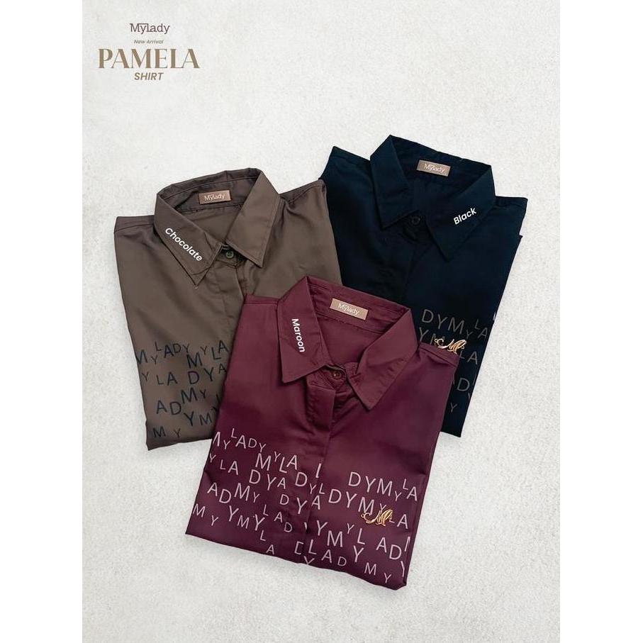 Mylady Hijab Pamela Shirt Atasan Wanita Cantik Formal Maroon Muslim Navy Nyaman