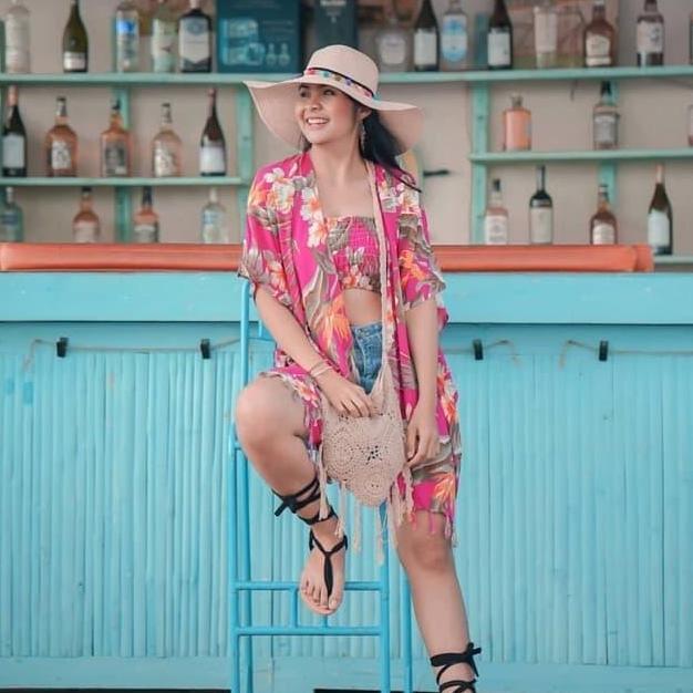 Baju Outer/Cardigan/Outwear Pantai Bali Setelan Hawaii Tropical Outer Bunga-Bunga/Forest/Floral + Ke
