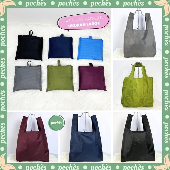 TAS BELANJA LIPAT PARASUT POLOS 6 WARNA UKURAN JUMBO