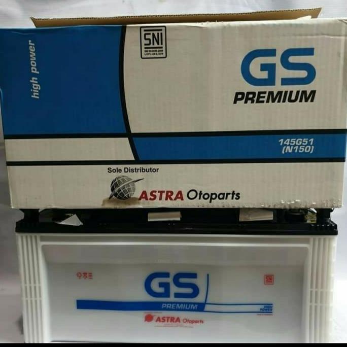 BEBAS ONGKIR - Aki GS Premium N150 / 145G51 aki basah 12volt 150 amper