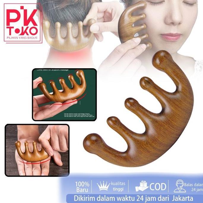 sisir pijat kepala bahan kayu cendana/terapi pijat kepala alat pijat