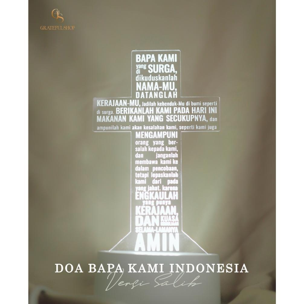 Grateful - Akrilik Cross Doa Bapa Kami (Lampu Lamp Kristen Gift Pajangan)