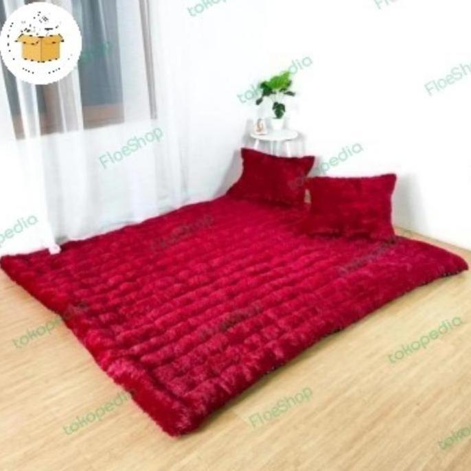 Kasur Gender/Karpet Gender/Surpet Gender Bulu Rasfur Halus Tebal dan Empuk Bonus 2 Bantal