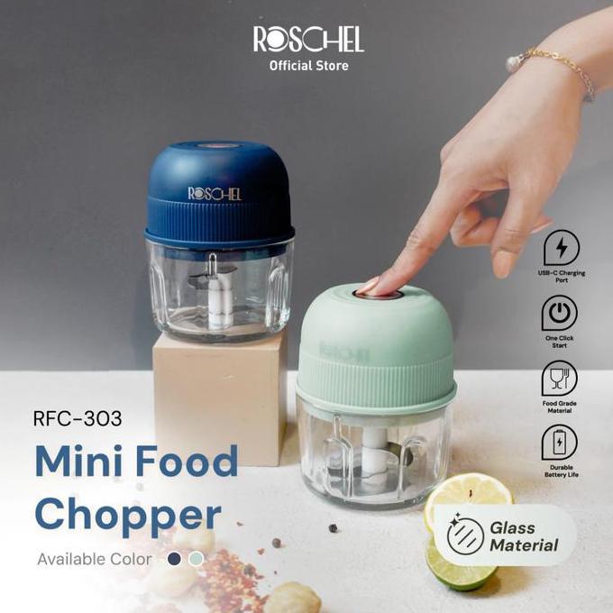 CHOPPER KACA PORTABLE USB / MINI FOOD CHOPPER RFC-303 HIJAU/BIRU ROSCHEL