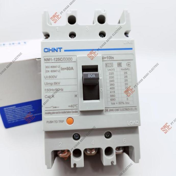 TERBARU - MCCB 80A 100A / 20kA 3P / Chint NM1-125C / Molded Case