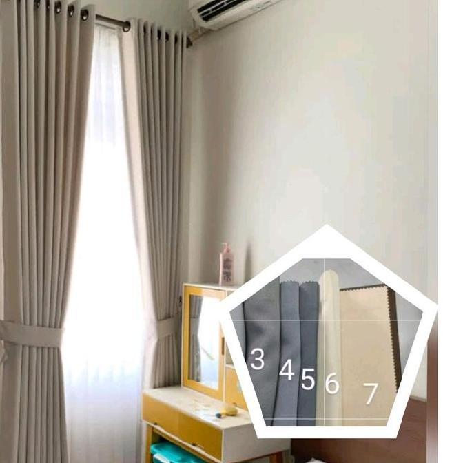 GORDEN POLOS CREAM ENIE NEW 12 RING 6 GELEMBUNG Pintu Curtain Benang Tali Kain Vitrase Jendela