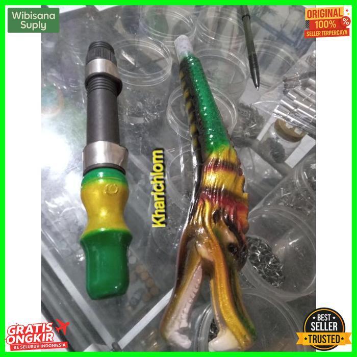 Berkualitas Gagang/Tongkat/Pahul/Handle Untuk Joran Pancing Bahan Kayu Jati Ukiran Motif Naga Cat Ai
