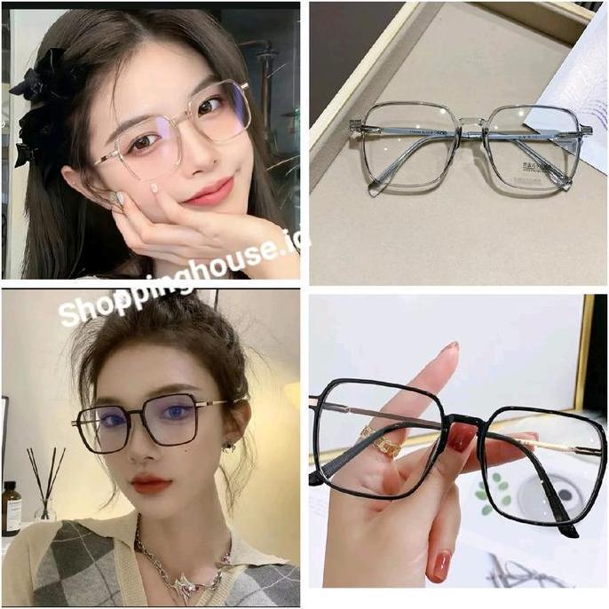DR167 - Kacamata/Kacamata Minus Fashion Korea persegi kotak gagang besi anti radiasi Frame Lensa Eye