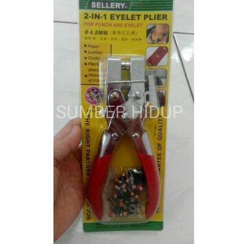 Tang Mata Ayam 2in1 Eyelet Plier Punch Pembolong Kertas Kulit Gesper