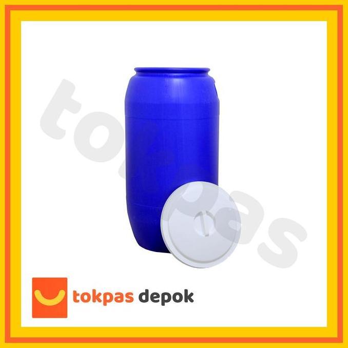 * TONG AIR+TUTUP 90 LTR DRUM SAMPAH PLASTIK GREEN LEAF 0509 PUTIH BIRU *