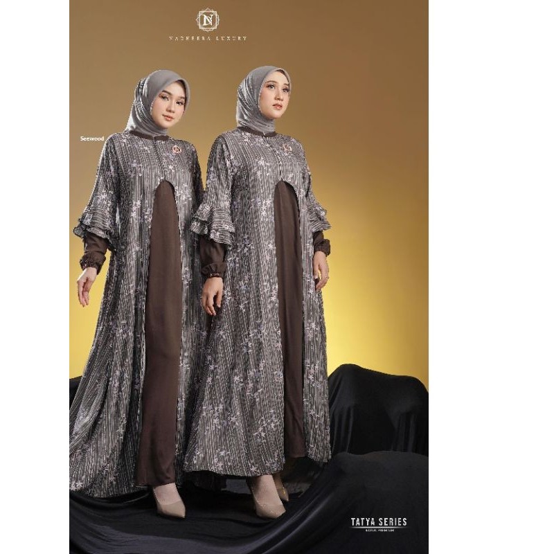 [NEW] ️ COD | TATYA SERIES • NADHEERA LUXURY / Gamis Midi Dan Dress Motif Salur Bunga Cantik Mewah A